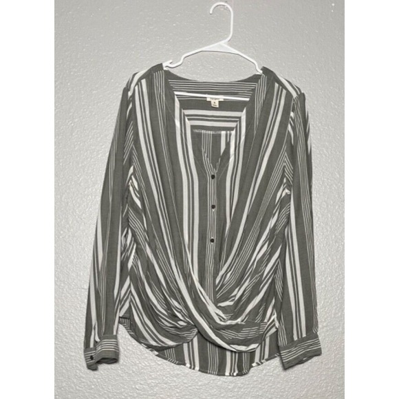 Anabaglish Tops - ANA New Approach Blouse Women XL Green White Striped Academia Career